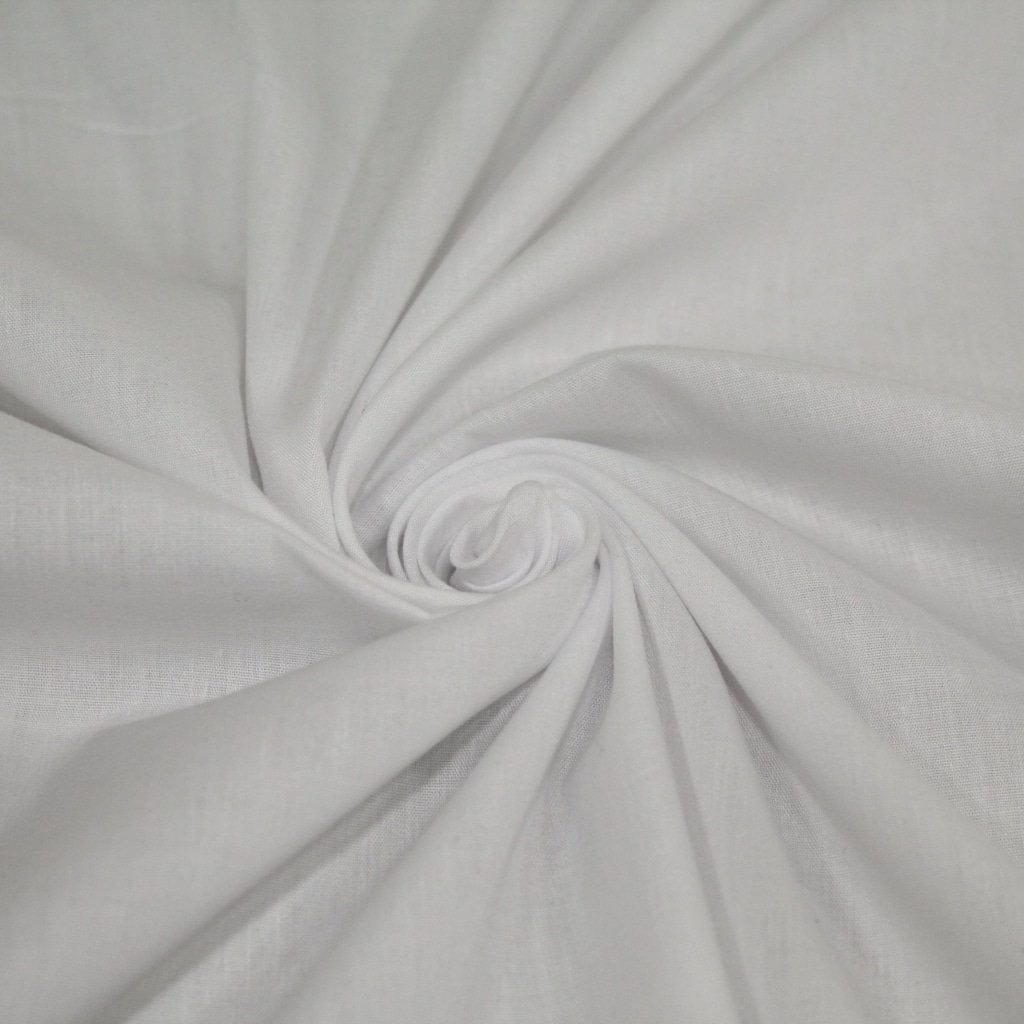 Pound A Metre White / Full Metre Premium Plain Polycotton Fabric, 60° Washable, 45"- 20 Colours Available