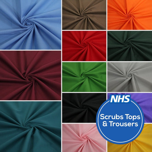 Premium Plain Polycotton Fabric, 60° Washable, 45"- 20 Colours Available - Pound A Metre