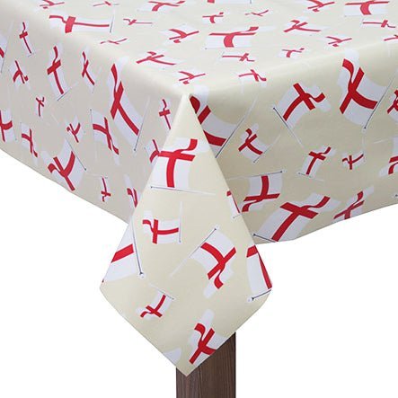 Premium PVC Tablecloth Fabric- England Flag 55” Wide Cream - Pound A Metre