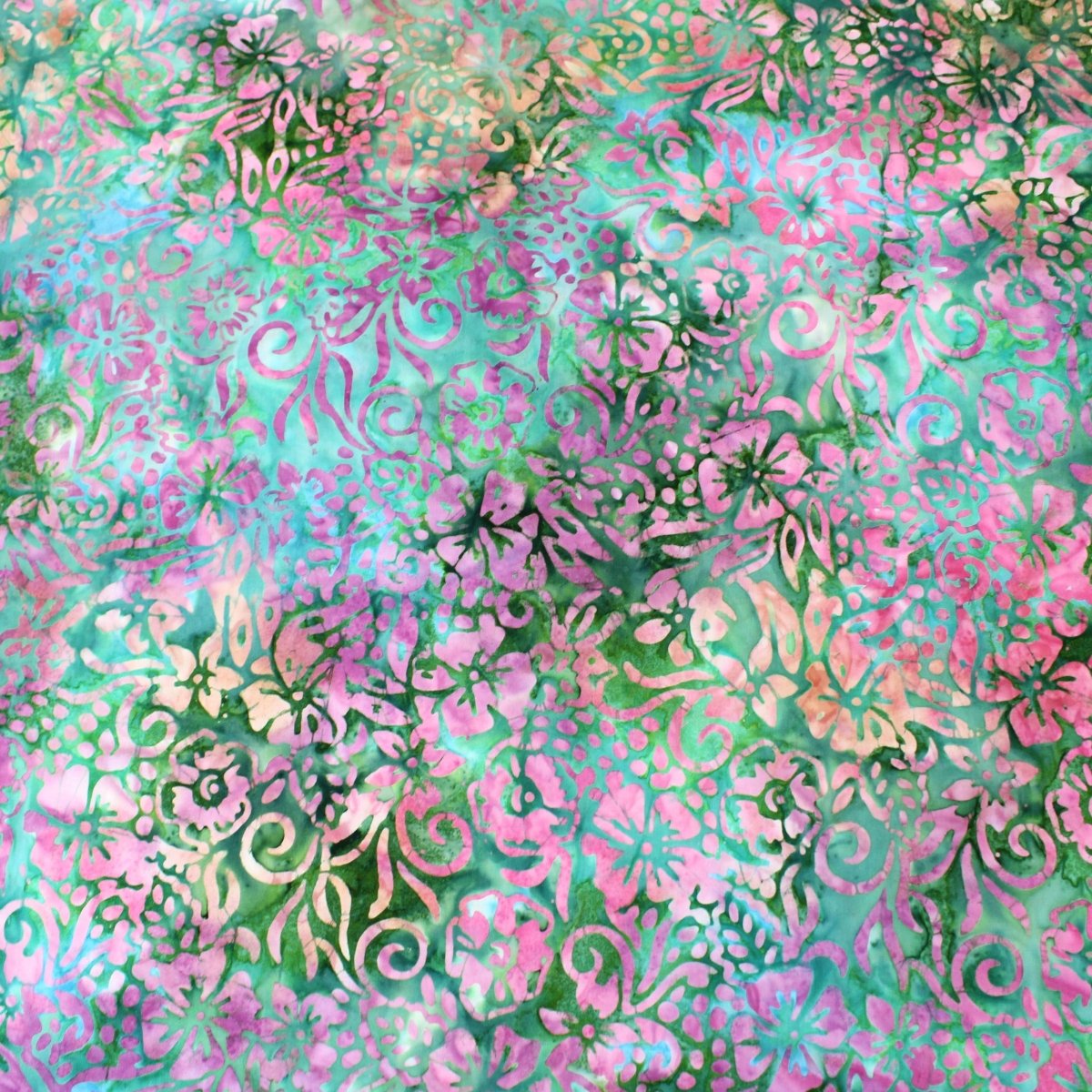 Premium Quality 100% Cotton Bali Batik - Balinese - 45" Wide Green, Pink - Pound A Metre