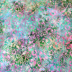 Premium Quality 100% Cotton Bali Batik - Balinese - 45" Wide Green, Pink - Pound A Metre
