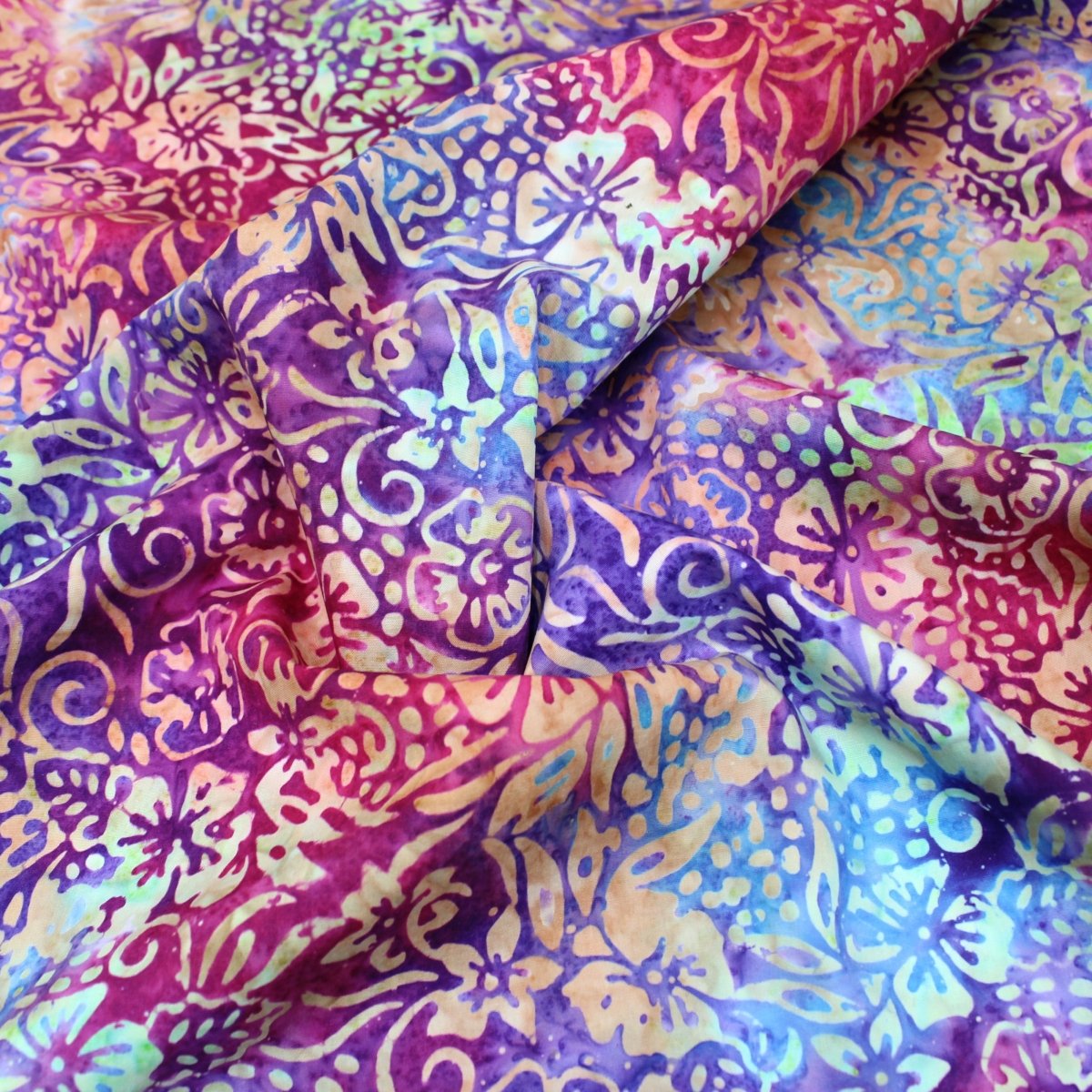Premium Quality 100% Cotton Bali Batik - Balinese - 45" Wide Pink, Purple, Blue - Pound A Metre