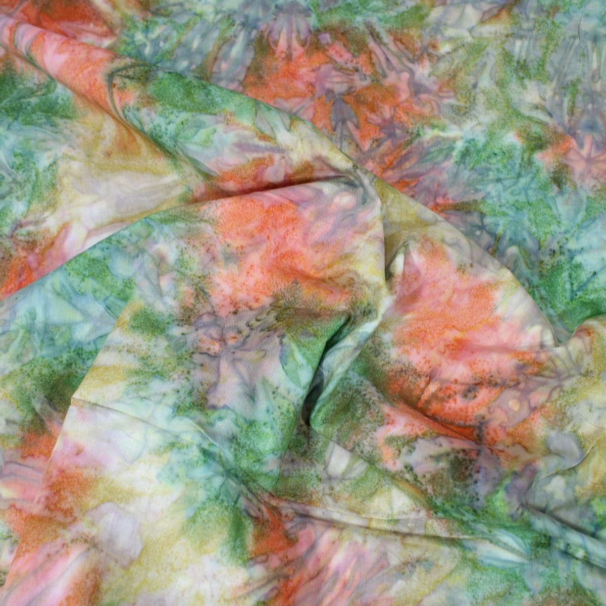Pound A Metre Per Metre / Orange & Green (BK410/C) Premium Quality 100% Cotton Bali Batik (BK410)- 6 Colours Available