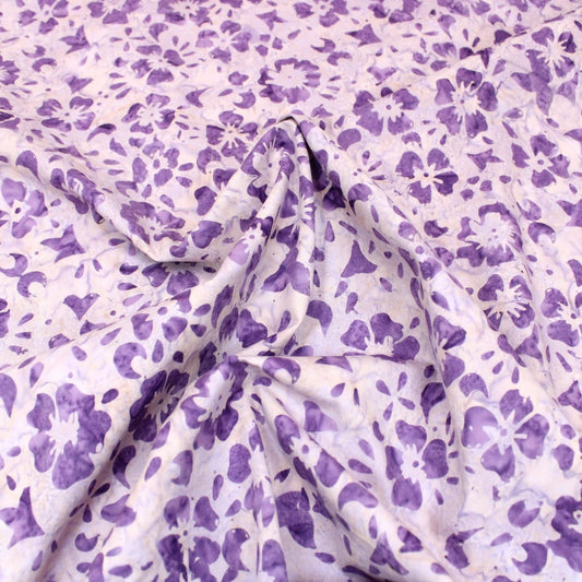 Premium Quality 100% Cotton Bali Batik - Bloom - 45" Wide Lilac - Pound A Metre