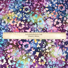 Premium Quality 100% Cotton Bali Batik - Bloom - 45" Wide Purple & Blue - Pound A Metre