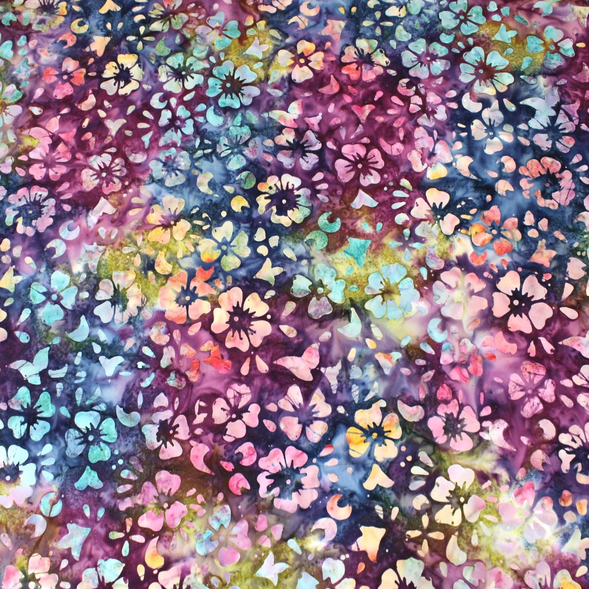 Premium Quality 100% Cotton Bali Batik - Bloom - 45" Wide Purple & Blue - Pound A Metre
