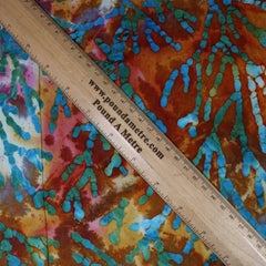 Premium Quality 100% Cotton Batik - Paint Stems - 45" Wide Orange & Teal - Pound A Metre