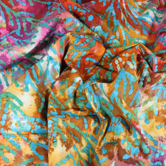 Premium Quality 100% Cotton Batik - Paint Stems - 45" Wide Orange & Teal - Pound A Metre