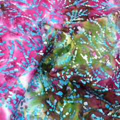 Premium Quality 100% Cotton Batik - Paint Stems - 45" Wide Pink & Blue - Pound A Metre