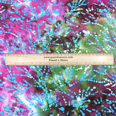 Premium Quality 100% Cotton Batik - Paint Stems - 45" Wide Pink & Blue - Pound A Metre