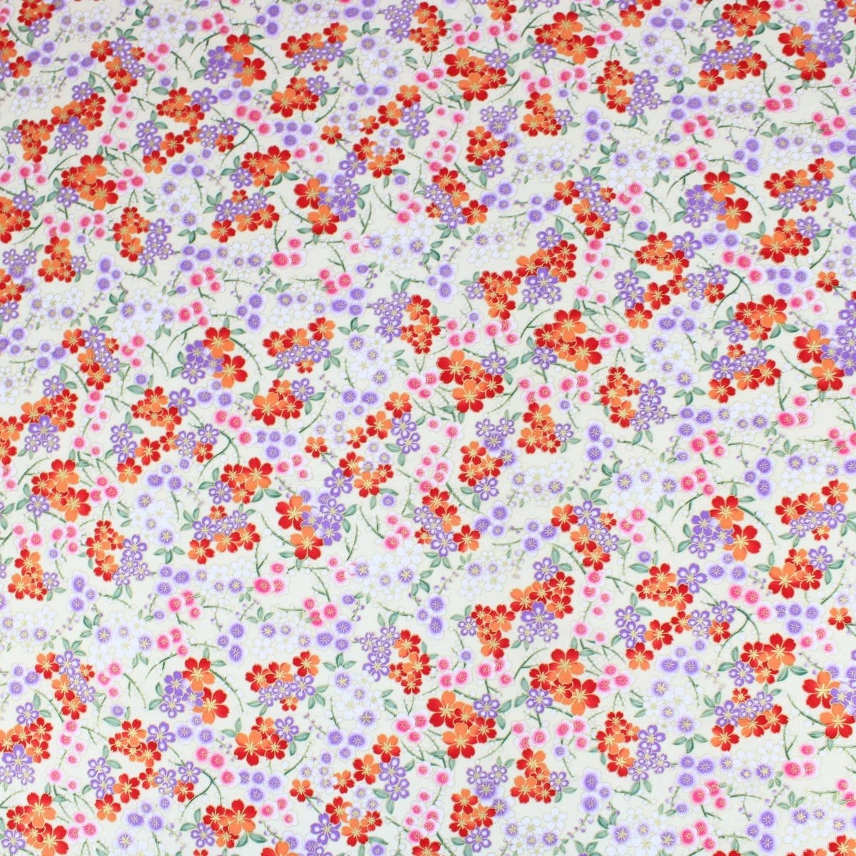 Pound A Metre 1 Metre Premium Quality 100% Oriental Foil Cotton - Blossom - 55" Wide Ivory