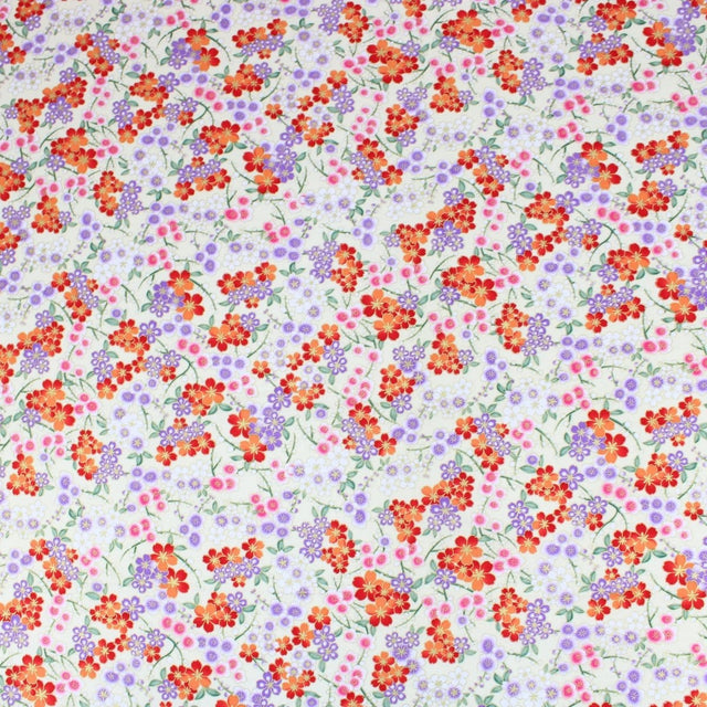 Pound A Metre 1 Metre Premium Quality 100% Oriental Foil Cotton - Blossom - 55" Wide Ivory