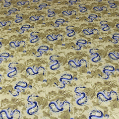 Premium Quality 100% Oriental Foil Cotton - Japanese Dragon - 55" Wide Antique Gold - Pound A Metre