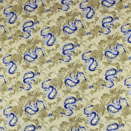 Pound A Metre 1 Metre Premium Quality 100% Oriental Foil Cotton - Japanese Dragon - 55" Wide Antique Gold