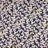 Pound A Metre 1 Metre Premium Quality 100% Oriental Foil Cotton - Pink Cherry Blossom - 55" Wide Navy