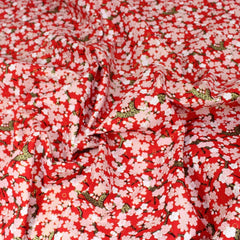 Premium Quality 100% Oriental Foil Cotton - Pink Cherry Blossom - 55" Wide Red - Pound A Metre
