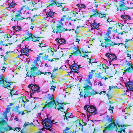 Premium Quality 100% Quilting Cotton - Floral Range - Pink Flower - 45’ Wide - Pound A Metre