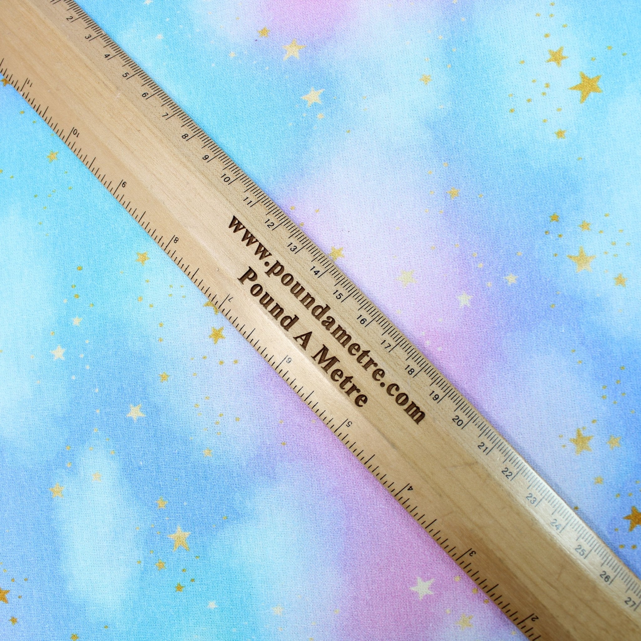 Premium Quality 100% Quilting Cotton - Galactix Range - Tye-Dye Gold Stars - 45’ Wide Pink, Lilac, Blue - Pound A Metre