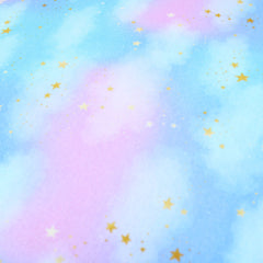 Premium Quality 100% Quilting Cotton - Galactix Range - Tye-Dye Gold Stars - 45’ Wide Pink, Lilac, Blue - Pound A Metre