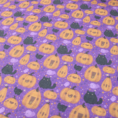 Premium Quality 100% Quilting Cotton - Halloween Range - Pumpkin & Cat - 45’ Wide - Pound A Metre