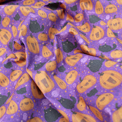 Premium Quality 100% Quilting Cotton - Halloween Range - Pumpkin & Cat - 45’ Wide - Pound A Metre