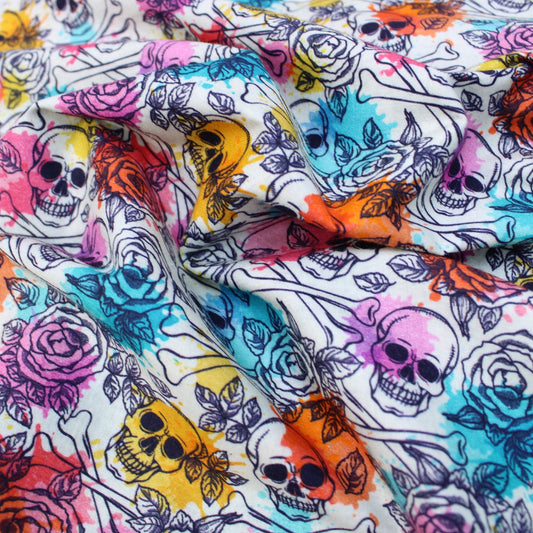 Premium Quality 100% Quilting Cotton - Halloween Range - Skulls - 45’ Wide - Pound A Metre