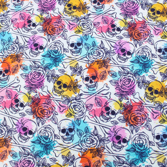 Premium Quality 100% Quilting Cotton - Halloween Range - Skulls - 45’ Wide - Pound A Metre