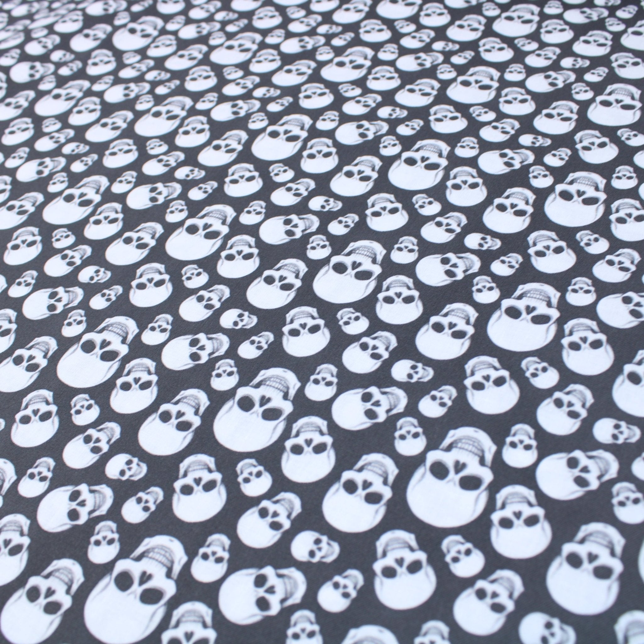 Premium Quality 100% Quilting Cotton - Halloween Range - White Skulls - 45’ Wide - Pound A Metre