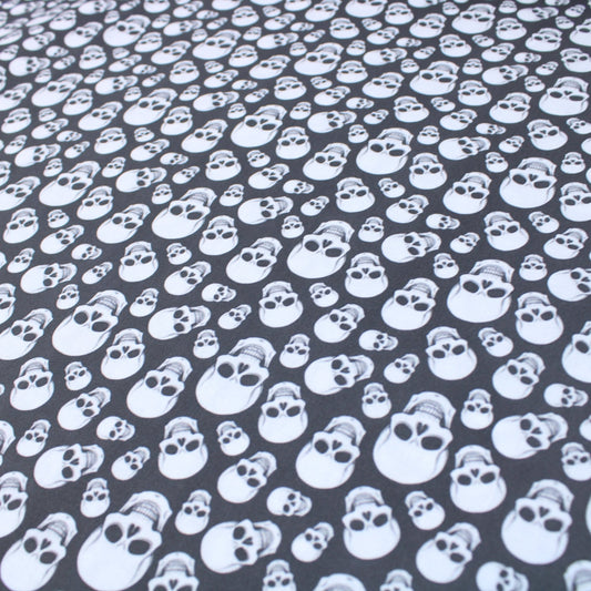 Premium Quality 100% Quilting Cotton - Halloween Range - White Skulls - 45’ Wide - Pound A Metre