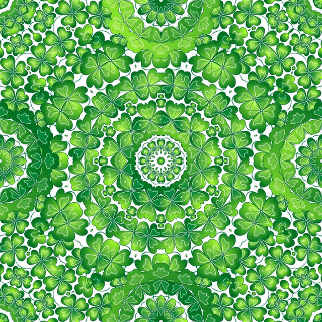 Pound A Metre Full Metre Premium Quality 100% Quilting Cotton - Irish Luck Range - Geometric Clover - 45’ Wide