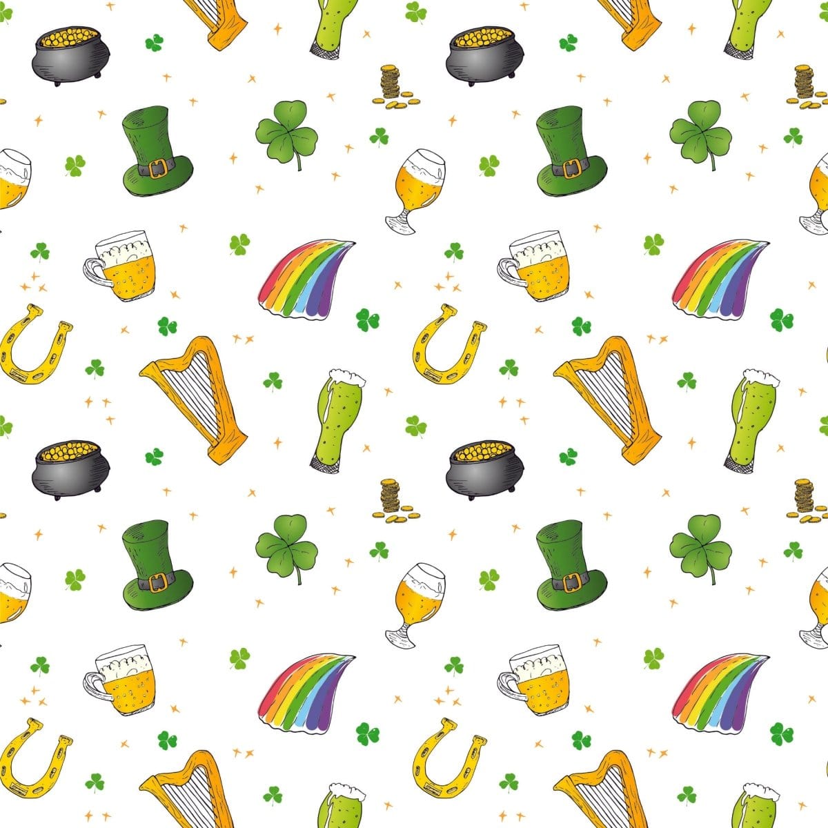 Pound A Metre Full Metre Premium Quality 100% Quilting Cotton- Irish Luck Range - Paddy’s Party -45’ Wide