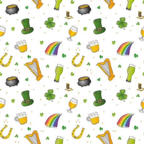 Pound A Metre Full Metre Premium Quality 100% Quilting Cotton- Irish Luck Range - Paddy’s Party -45’ Wide