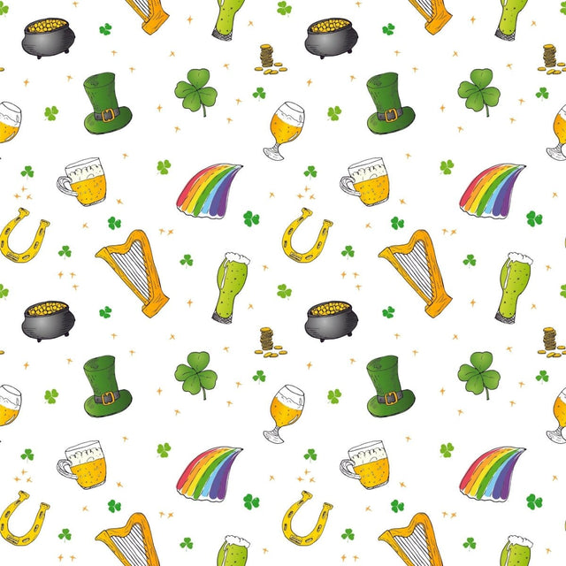 Pound A Metre Full Metre Premium Quality 100% Quilting Cotton- Irish Luck Range - Paddy’s Party -45’ Wide