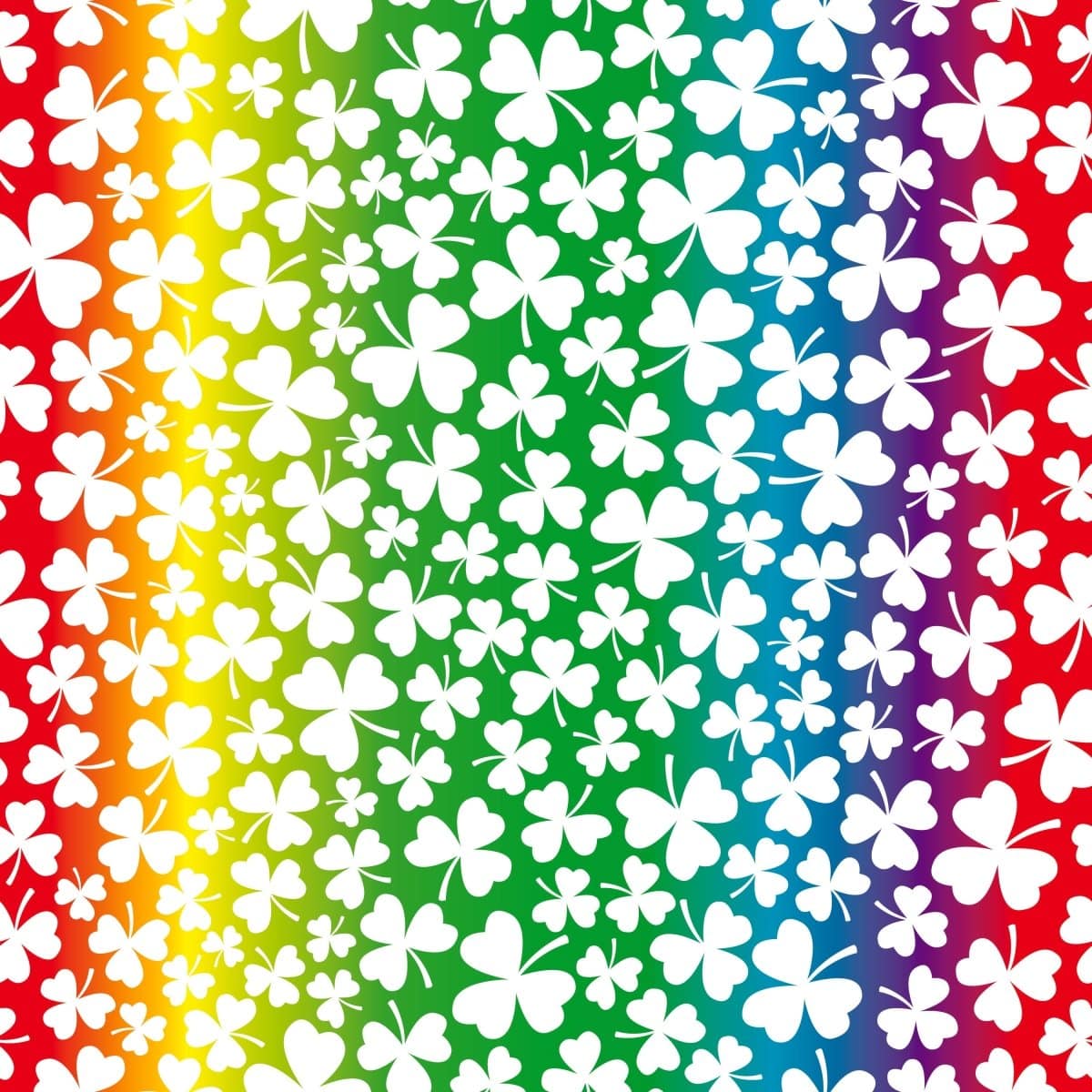 Pound A Metre Full Metre Premium Quality 100% Quilting Cotton - Irish Luck Range - Rainbow Clover - 45’ Wide