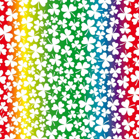 Pound A Metre Full Metre Premium Quality 100% Quilting Cotton - Irish Luck Range - Rainbow Clover - 45’ Wide