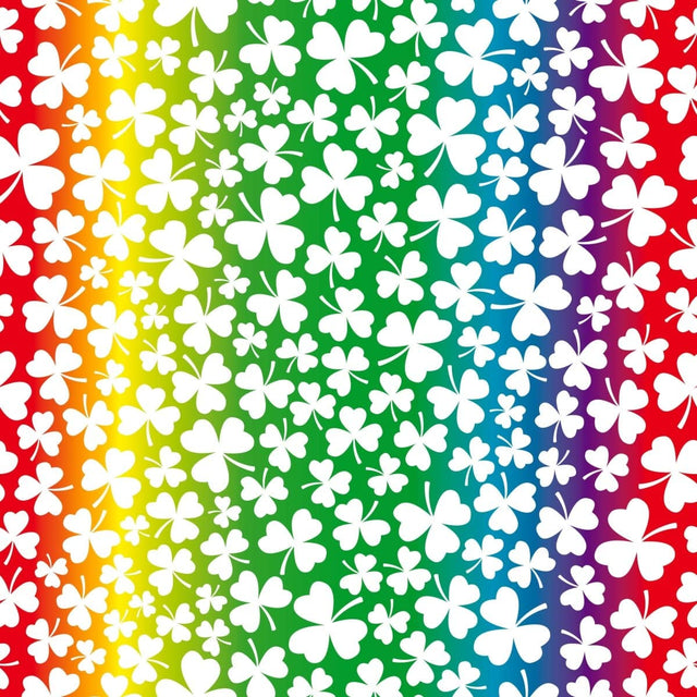 Pound A Metre Full Metre Premium Quality 100% Quilting Cotton - Irish Luck Range - Rainbow Clover - 45’ Wide