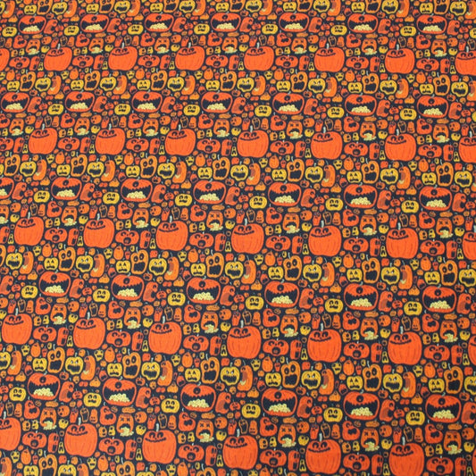 Premium Quality 100% Quilting Halloween Cotton 45' Wide Funky Pumpkin - Pound A Metre