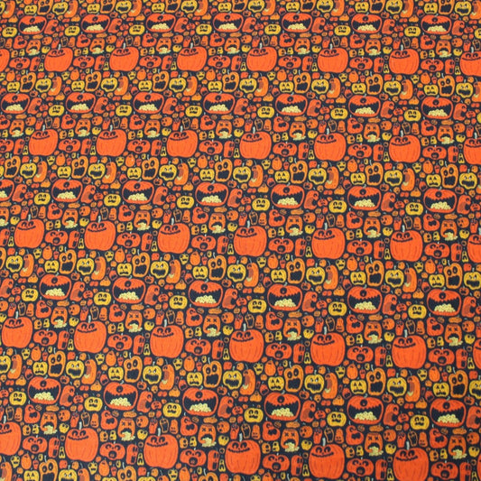 Premium Quality 100% Quilting Halloween Cotton 45' Wide Funky Pumpkin - Pound A Metre