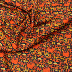 Premium Quality 100% Quilting Halloween Cotton 45' Wide Funky Pumpkin - Pound A Metre