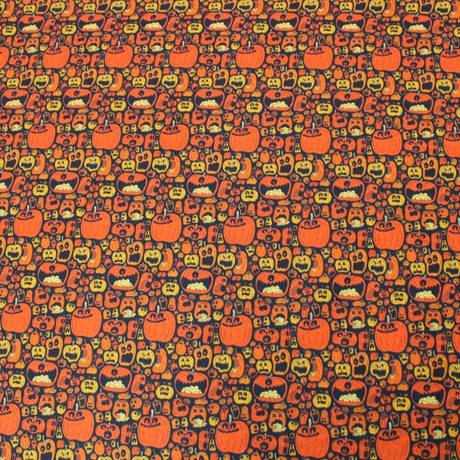 Pound A Metre Full Metre Premium Quality 100% Quilting Halloween Cotton 45' Wide Funky Pumpkin