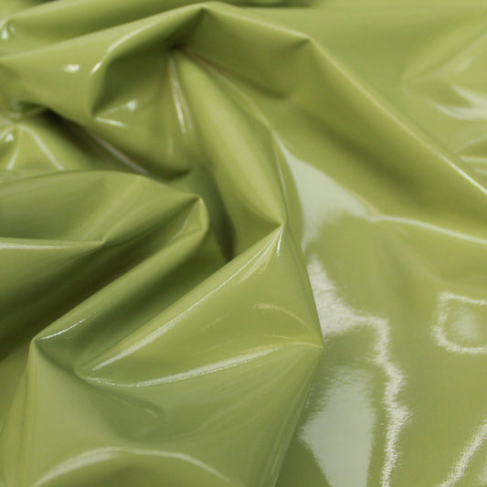 Premium Quality Luxury High Gloss Soft PVC Vinyl Fabric 55" Wide - Olive - Pound A Metre