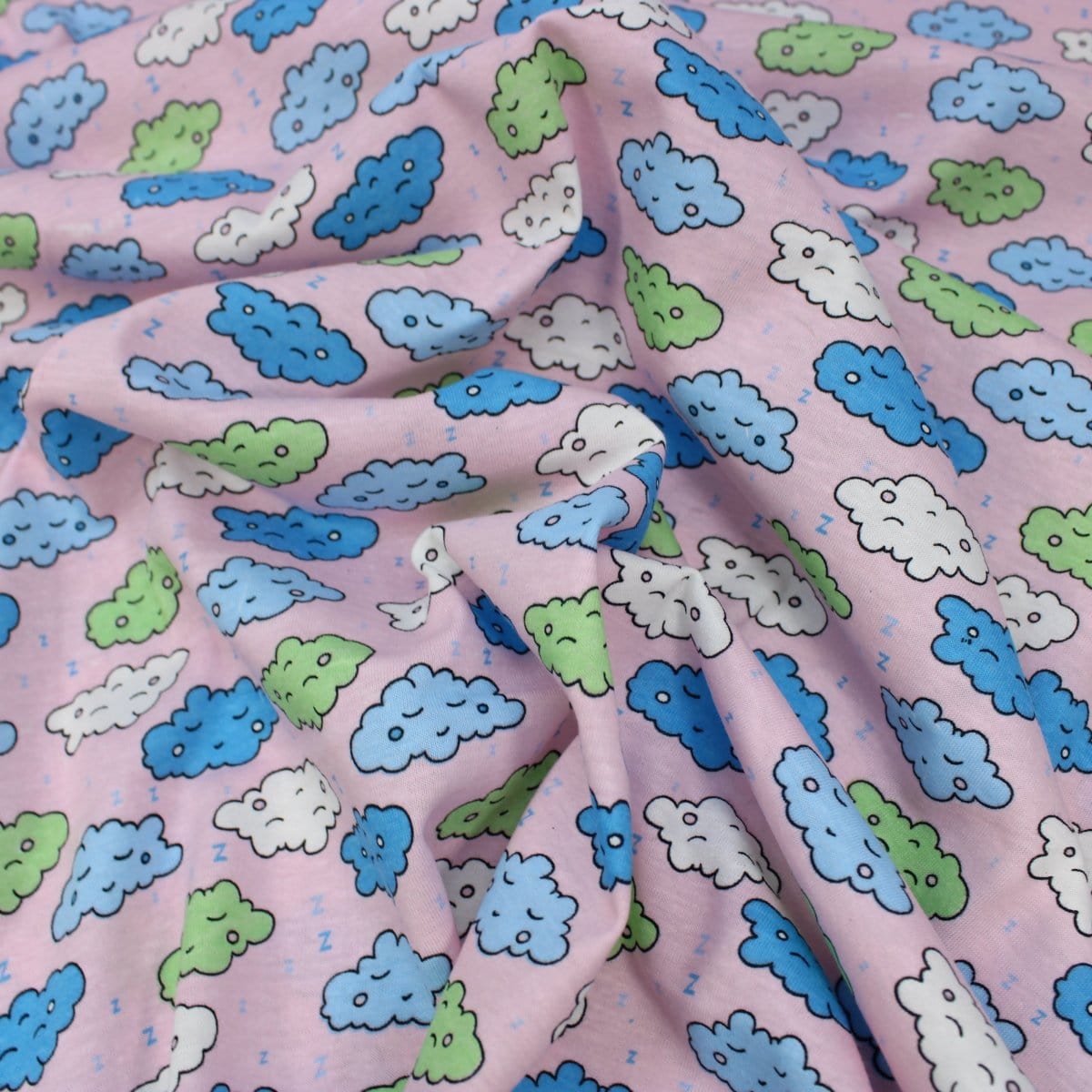 Pound A Metre 1 Metre Premium Quality Soft Cotton Jersey 'Dreaming Clouds' 55" Wide Baby Pink