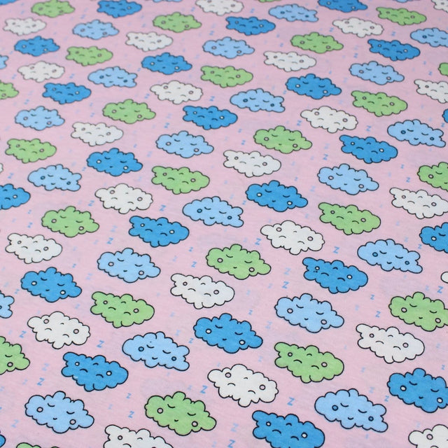 Pound A Metre 1 Metre Premium Quality Soft Cotton Jersey 'Dreaming Clouds' 55" Wide Baby Pink
