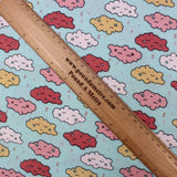 Pound A Metre 1 Metre Premium Quality Soft Cotton Jersey 'Dreaming Clouds' 55" Wide Pale Turquoise