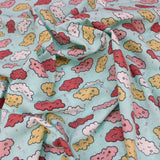 Pound A Metre 1 Metre Premium Quality Soft Cotton Jersey 'Dreaming Clouds' 55" Wide Pale Turquoise