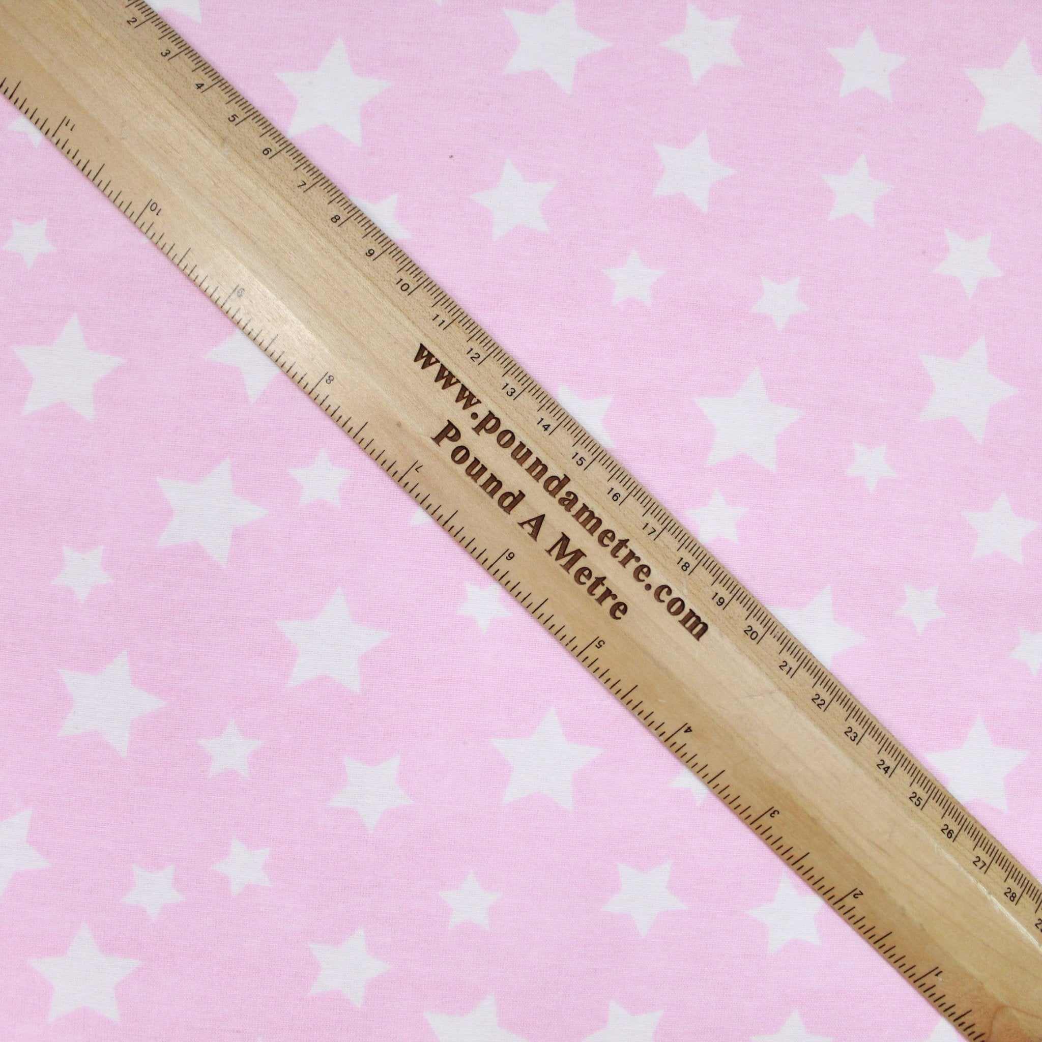 Premium Quality Super Wide Cotton Blend Sheeting "Little White Stars" 94" Wide Pink - Pound A Metre