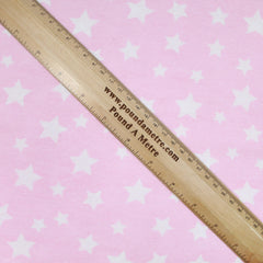 Premium Quality Super Wide Cotton Blend Sheeting "Little White Stars" 94" Wide Pink - Pound A Metre