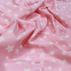 Premium Quality Super Wide Cotton Blend Sheeting "Little White Stars" 94" Wide Pink - Pound A Metre