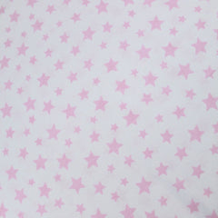 Premium Quality Super Wide Cotton Blend Sheeting "Pink Stars" 94" Wide White - Pound A Metre