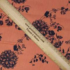 Premium Quality100% Cotton Floral Drill 55" Orange - Pound A Metre